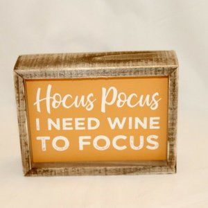 Primitives by Kathy HALLOWEEN Rustic Inset Box Sign Hocus Pocus Wine Focus